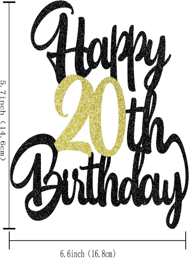 Confetti Happy Birthday Cake Topper, Black & Gold Glitter Birthday Decorations & Anniversary Celebrations (20) - Image 4